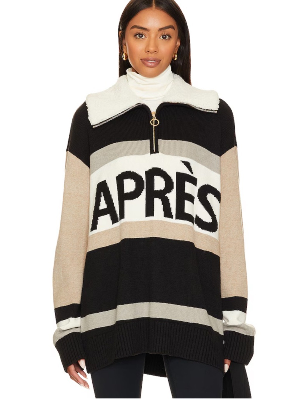 Show Me Your Mumu Weston Half Zip Pullover in Apres Stripe Knit